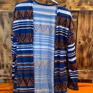 Western bohemian long sleeve long cardigan